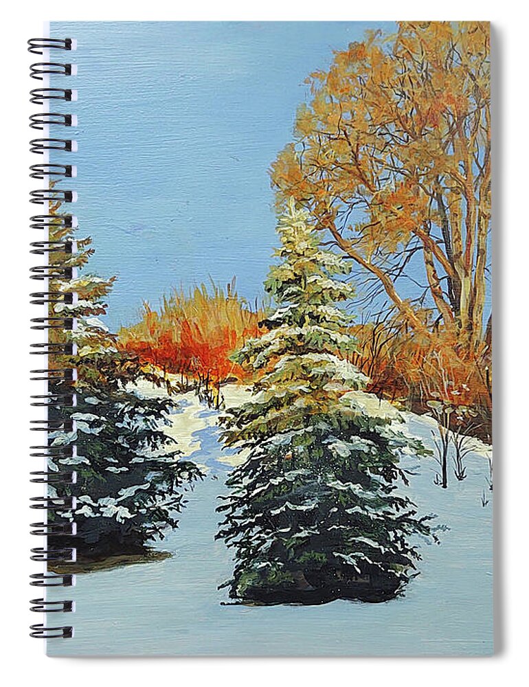 Snow Spiral Notebook featuring the painting Evening's Approach by William Brody