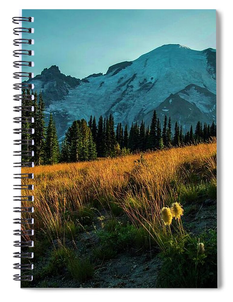 Mount Rainier National Park Spiral Notebook featuring the photograph Evening's Early Glow by Doug Scrima