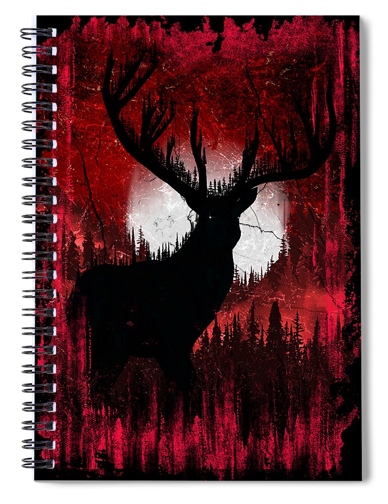Deer Spiral Notebook featuring the digital art Evil Deer by Danilov Ilya