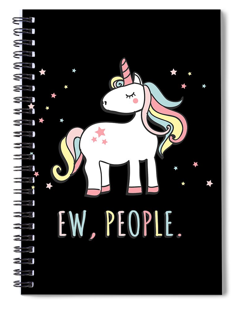 Funny Spiral Notebook featuring the digital art Ew People Cute Unicorn by Flippin Sweet Gear