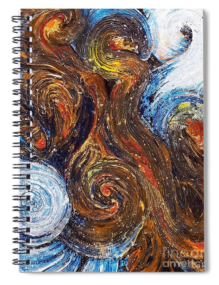 Exoplanet Spiral Notebook featuring the painting Exoplanet #3 Vortices of Fire and Ice by Merana Cadorette