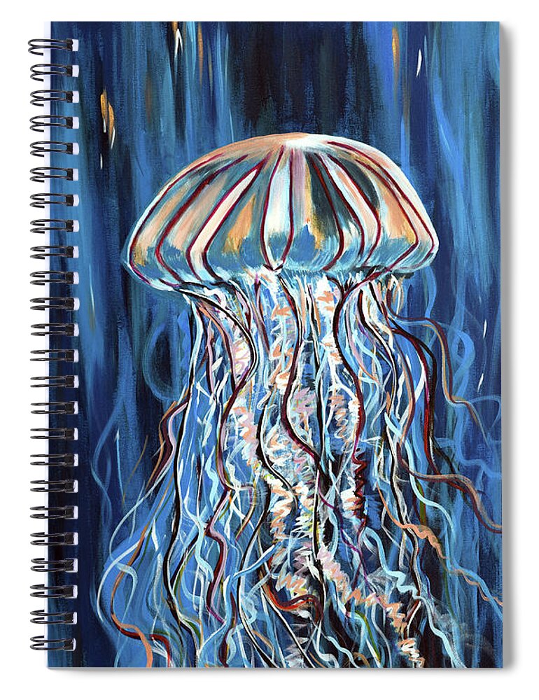 Jellyfish Spiral Notebook featuring the painting Exotic Jellyfish by Chiquita Howard-Bostic