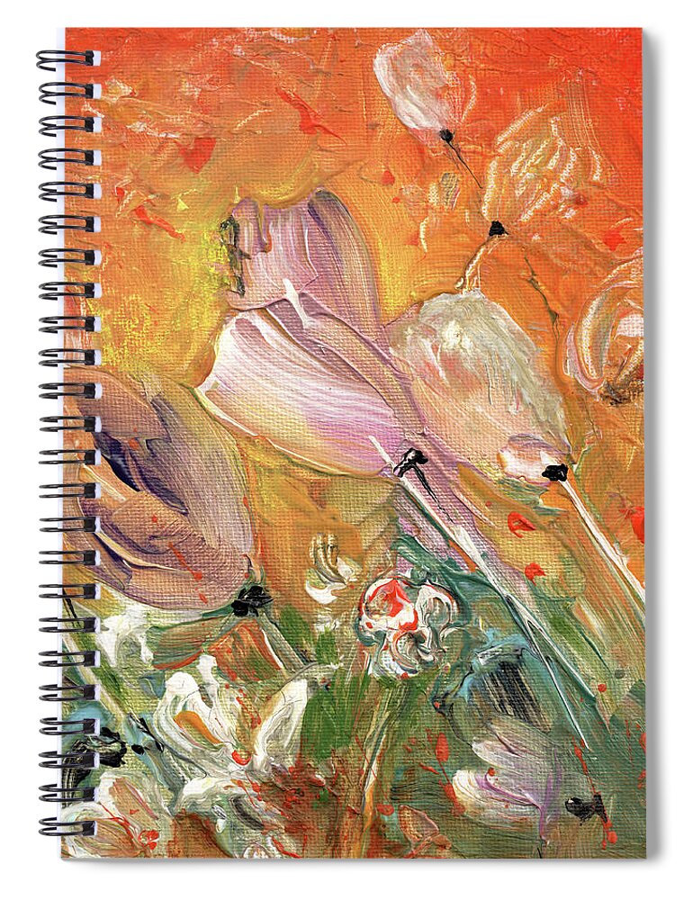 Flower Spiral Notebook featuring the painting Explosion Of Joy 03 by Miki De Goodaboom