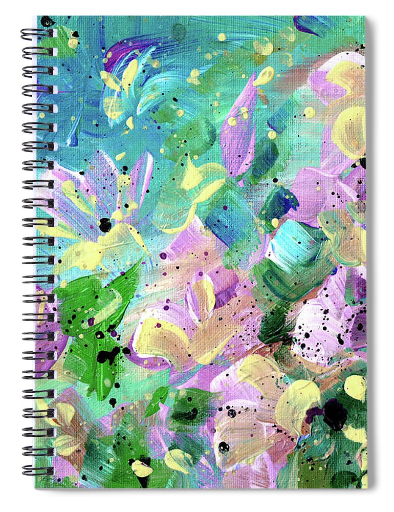 Flower Spiral Notebook featuring the painting Explosion Of Joy 18 by Miki De Goodaboom
