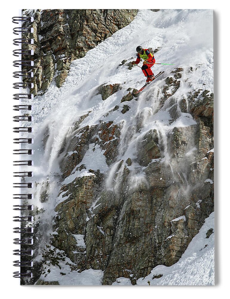 Utah Spiral Notebook featuring the photograph Extreme Skiing Competition Skier - Snowbird, Utah by Brett Pelletier