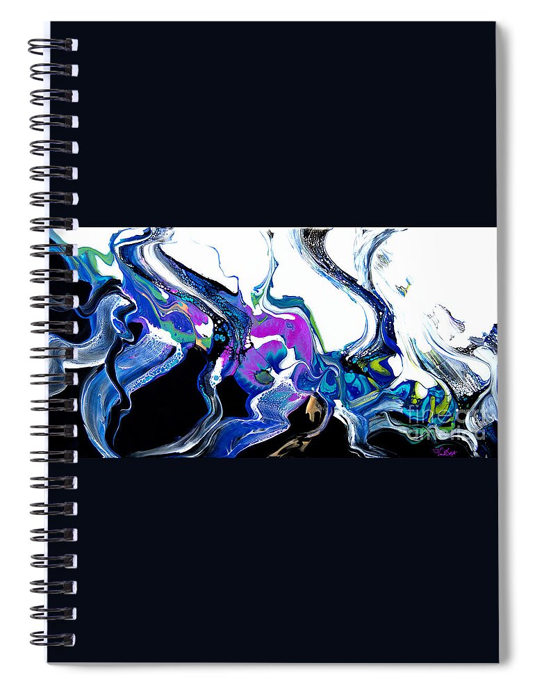 Colorful Compelling Charming Fun Energetic Dramatic Joyful Fun Vibrant Free-flowing. Spiral Notebook featuring the painting Eye Candy Energetic Bloom Swipe 7303 by Priscilla Batzell Expressionist Art Studio Gallery
