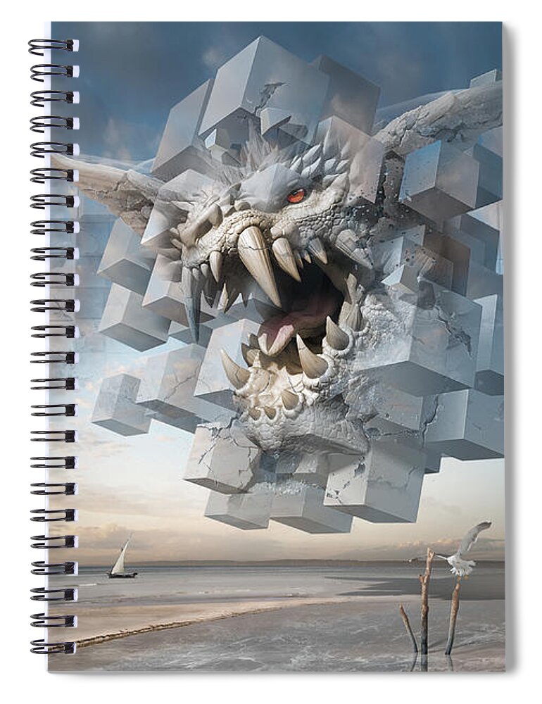 Surreal Spiral Notebook featuring the digital art Eye of the Hurricane or Silence is Deceitful-2 by George Grie