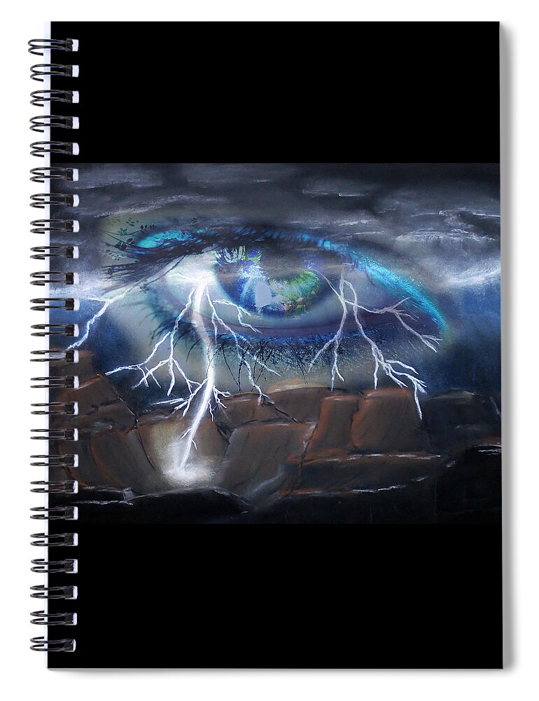 Eyes Spiral Notebook featuring the mixed media Eye of the Storm by Ronald Mills