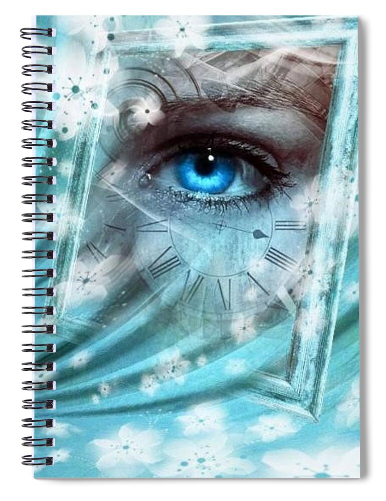 Woman Spiral Notebook featuring the mixed media Eye Wit by Teresa Trotter