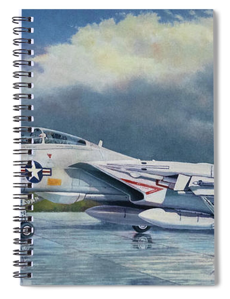 Aviation Art Spiral Notebook featuring the painting F-14A Tomcat by Douglas Castleman