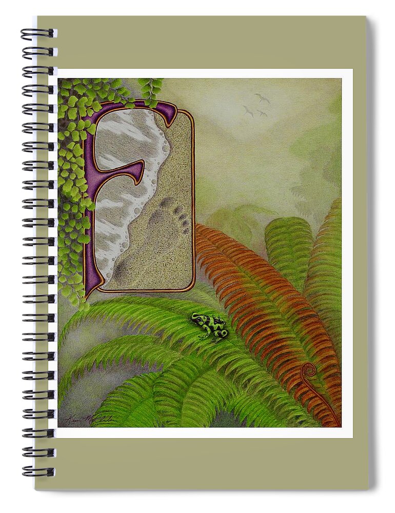 Kim Mcclinton Spiral Notebook featuring the drawing F is for Fern by Kim McClinton