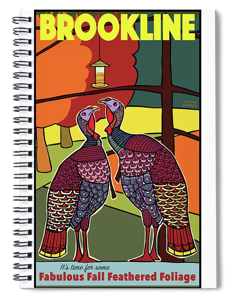 Brookline Spiral Notebook featuring the digital art Fabulous Fall Foliage by Caroline Barnes