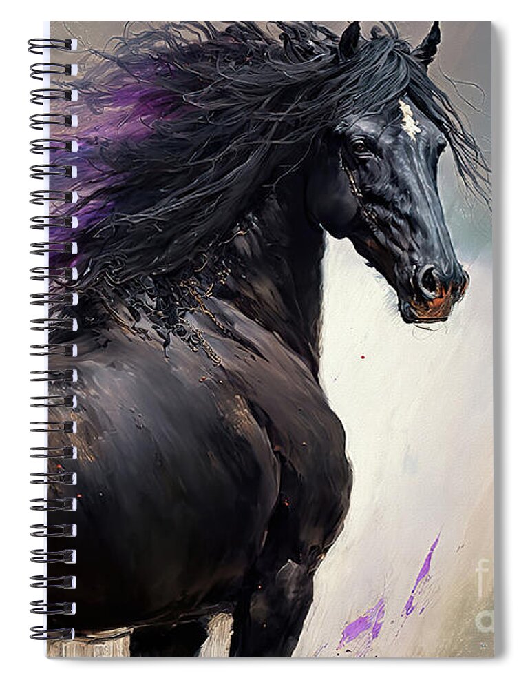 Friesian Horse Spiral Notebook featuring the painting Fabulous Friesian by Tina LeCour