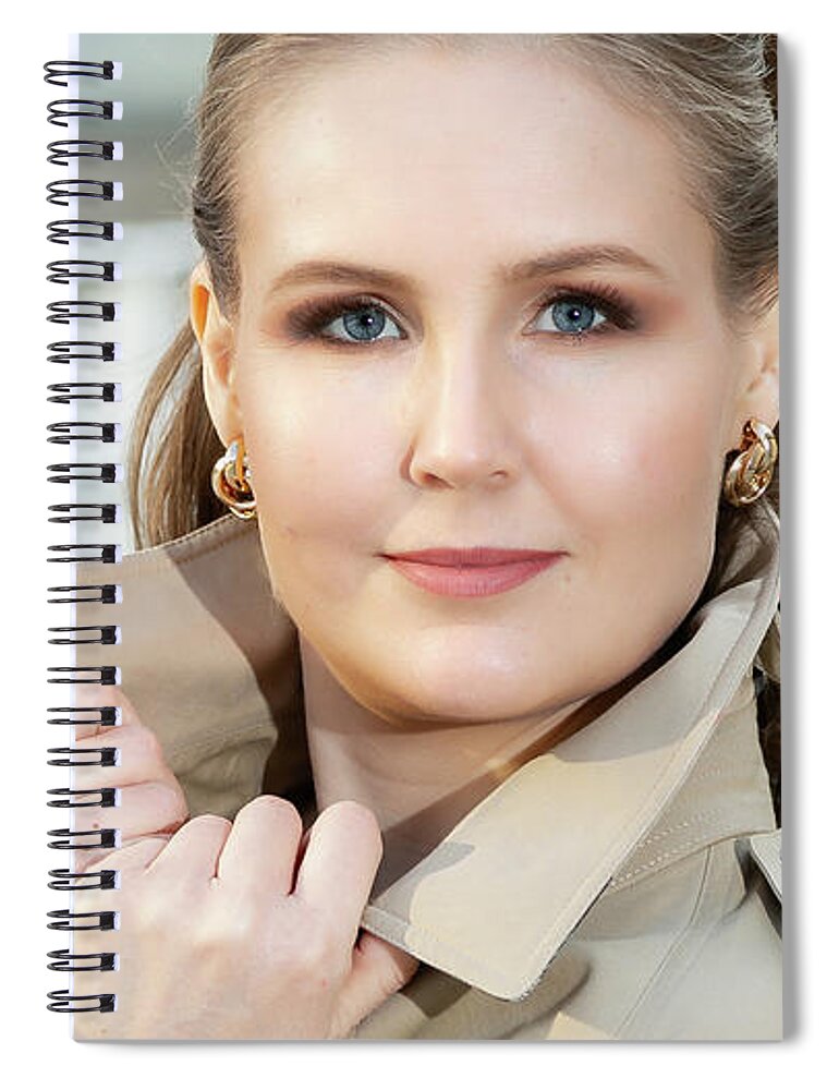  Spiral Notebook featuring the photograph Face Close-up by Alexander Fedin