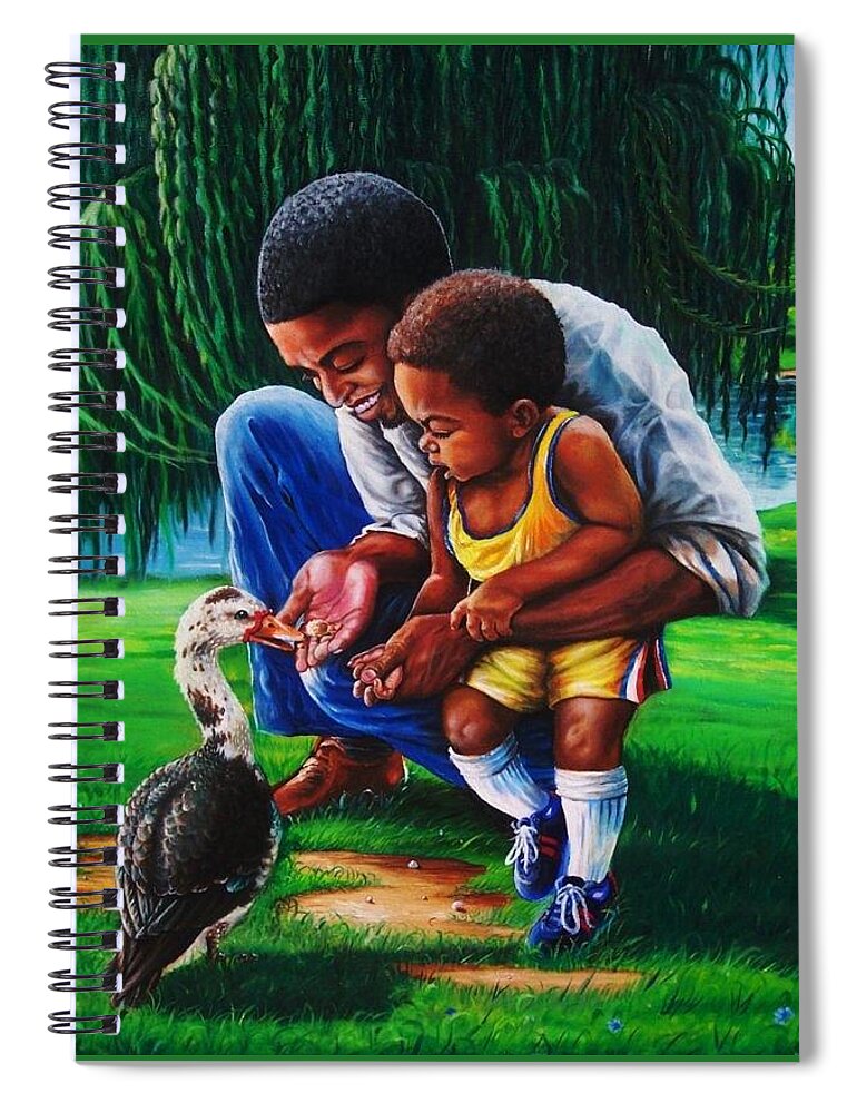Ducks Spiral Notebook featuring the painting Facing your fears by Arthur Covington