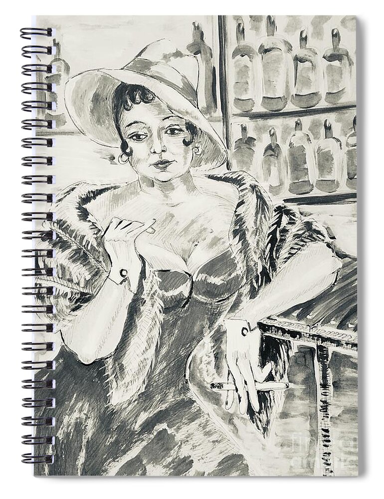 Memories Spiral Notebook featuring the drawing Faded memories by Lana Sylber