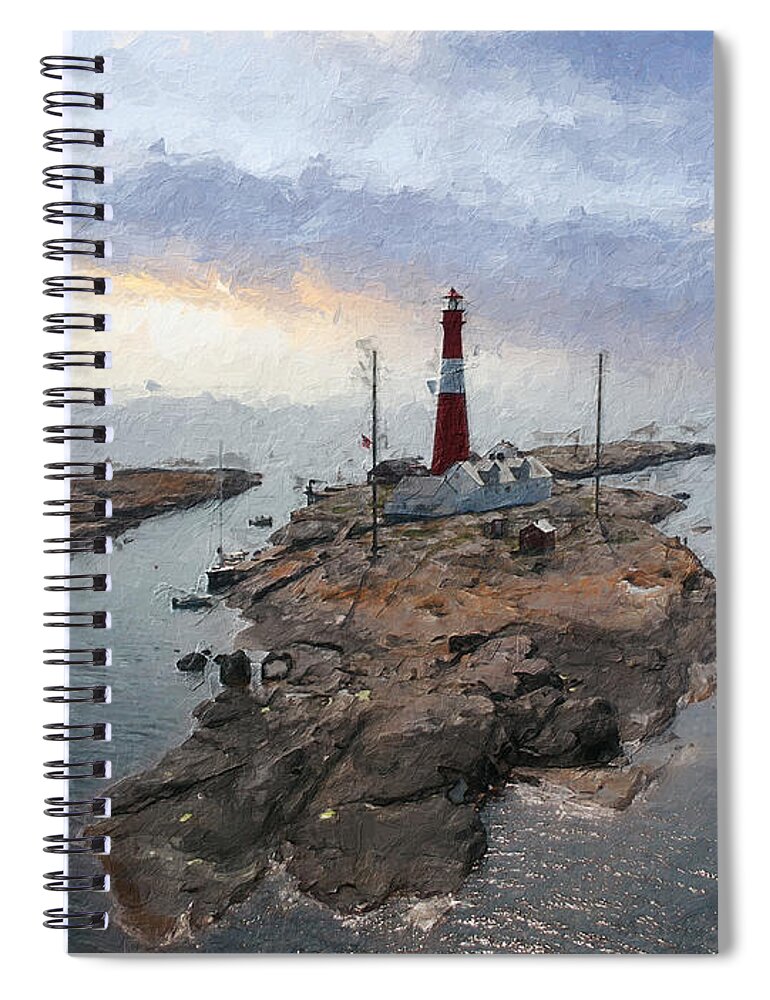 Lighthouse Spiral Notebook featuring the digital art Faerder lighthouse II by Geir Rosset