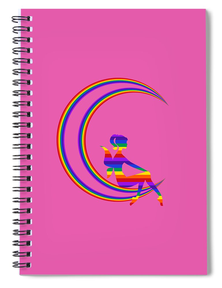 Children Spiral Notebook featuring the mixed media Fairy on a Crescent Moon by Nancy Ayanna Wyatt