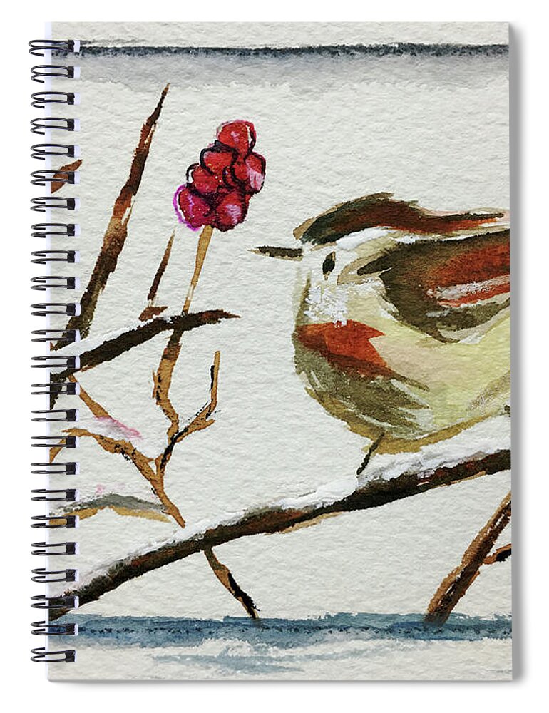 Fairy Wren Spiral Notebook featuring the painting Fairy with Berries by Roxy Rich