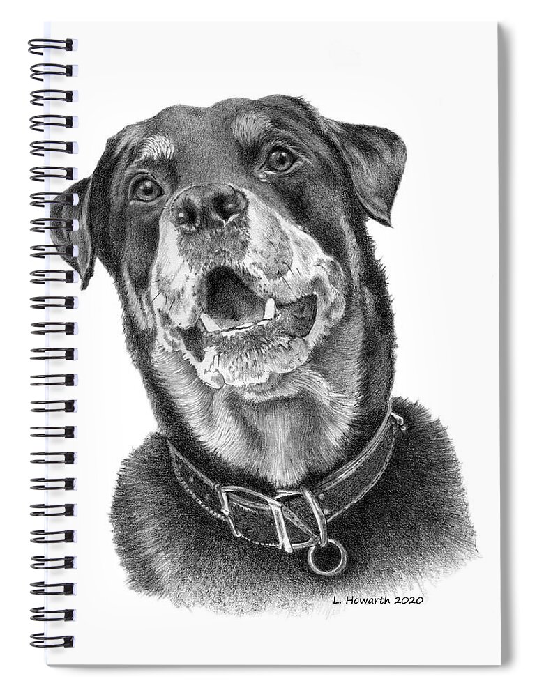 Dog Spiral Notebook featuring the drawing Faithful Friend by Louise Howarth