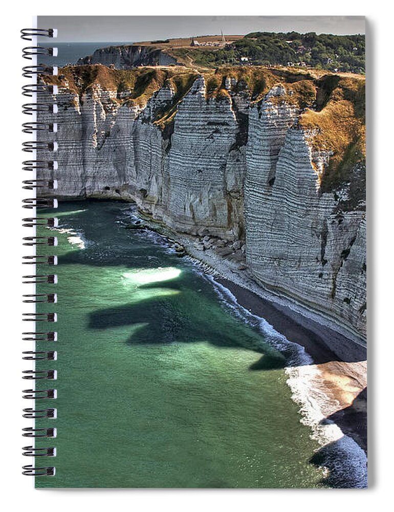 France Spiral Notebook featuring the photograph Falaises d'Etretat - Porte d'Aval and Aiguille de Belval - France by Paolo Signorini