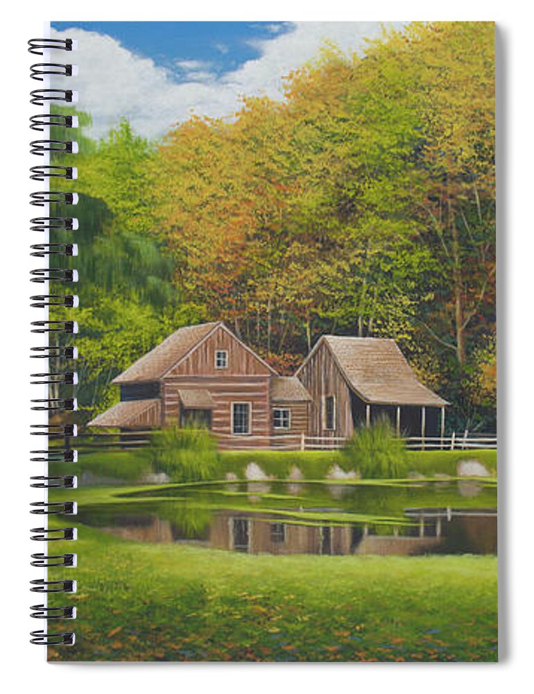 Landscape Spiral Notebook featuring the painting Fall at Cuttaloosa Farm by Timothy Stanford