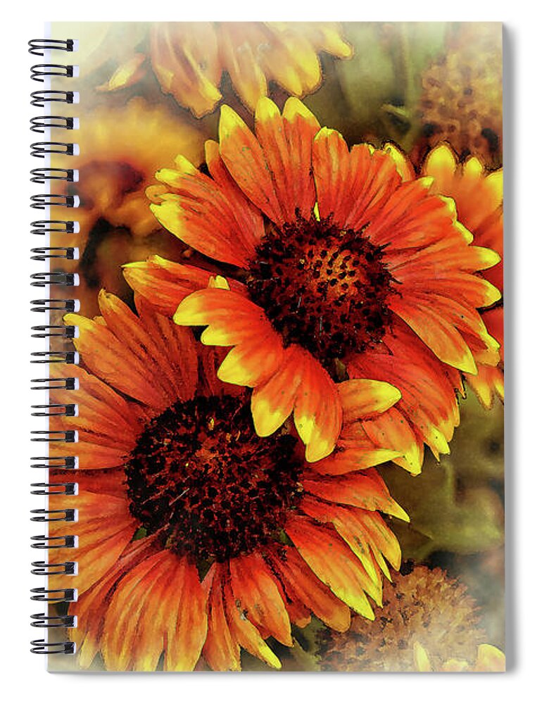 Flowers Spiral Notebook featuring the digital art Fall Blooms by Kirt Tisdale