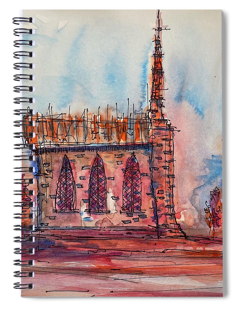 Chapel Spiral Notebook featuring the painting Fall Chapel by Jason Nicholas