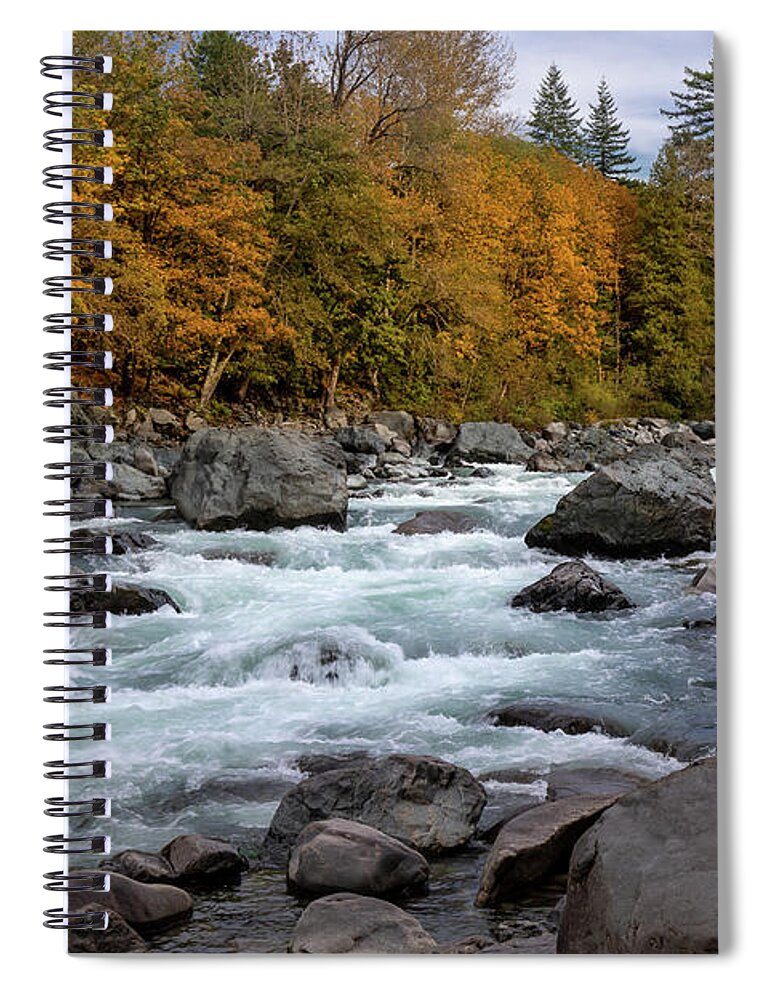 Rapids Spiral Notebook featuring the photograph Fall on the Skykomish River by Ed Clark