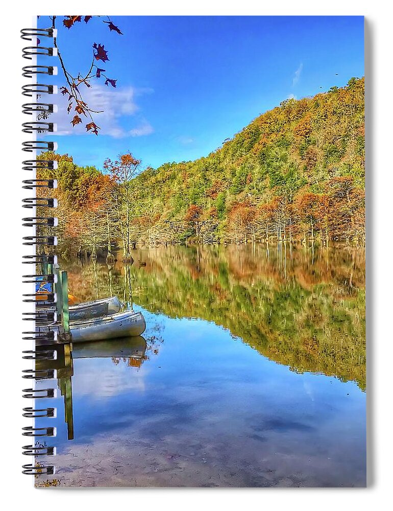 Canoes Spiral Notebook featuring the photograph Fall Reflections by Pam Rendall