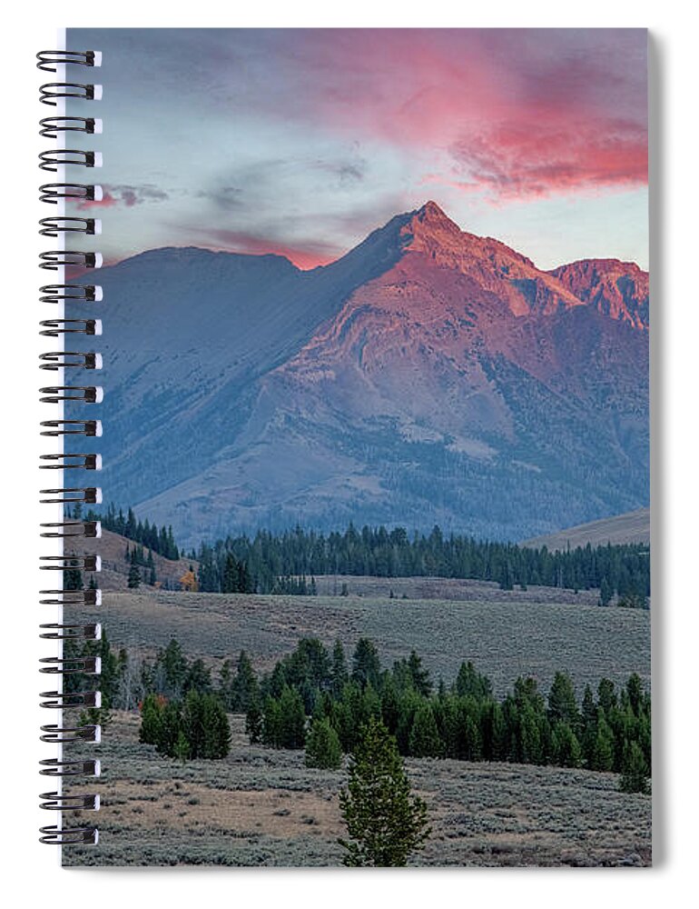 Wyoming Spiral Notebook featuring the photograph Fall Sunrise, Yellowstone's Electric Peak by Marcy Wielfaert