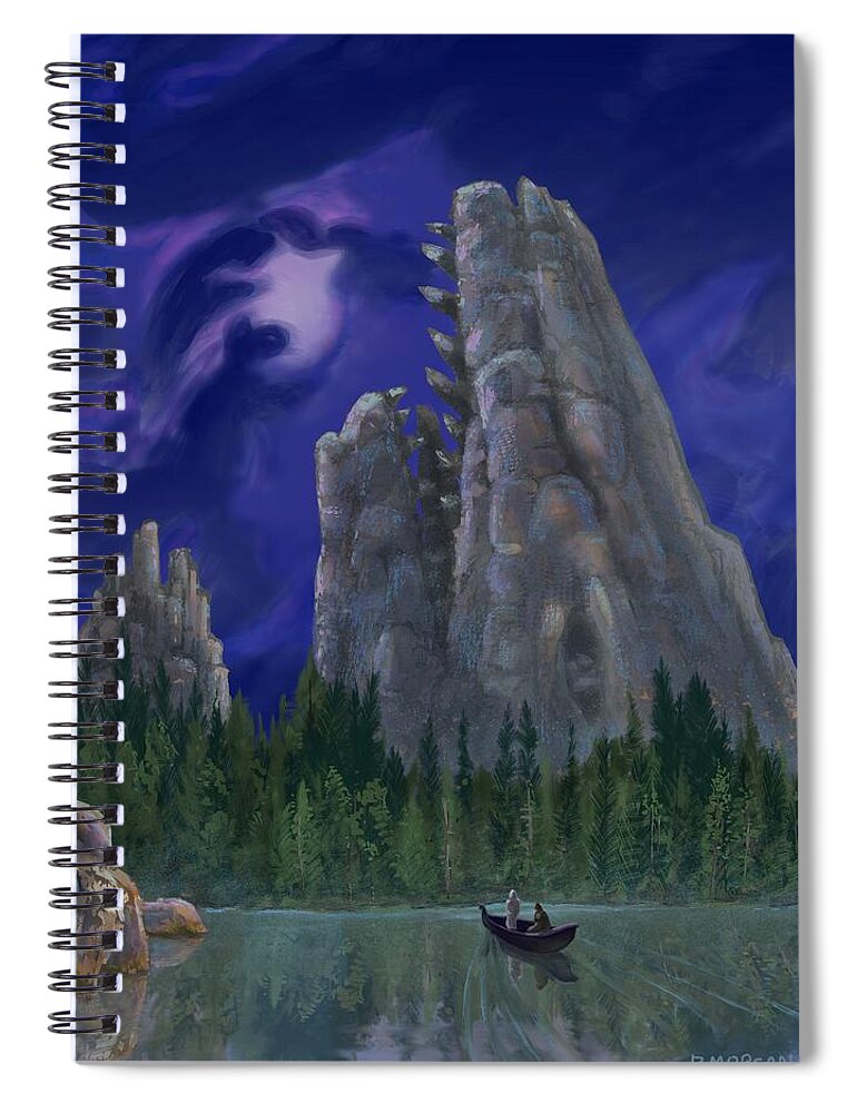 Moon Spiral Notebook featuring the digital art Fallen Giant by Don Morgan