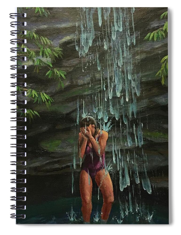 Water Spiral Notebook featuring the painting Falls by Don Morgan