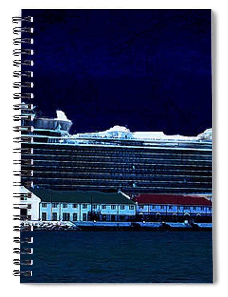 Falmouth Spiral Notebook featuring the digital art Falmouth Blue Moon 3 by Aldane Wynter