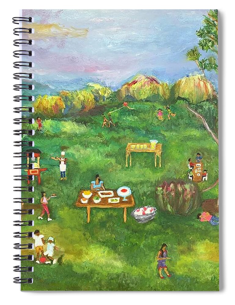 Family Spiral Notebook featuring the painting Family Reunion by Karen Fontenot