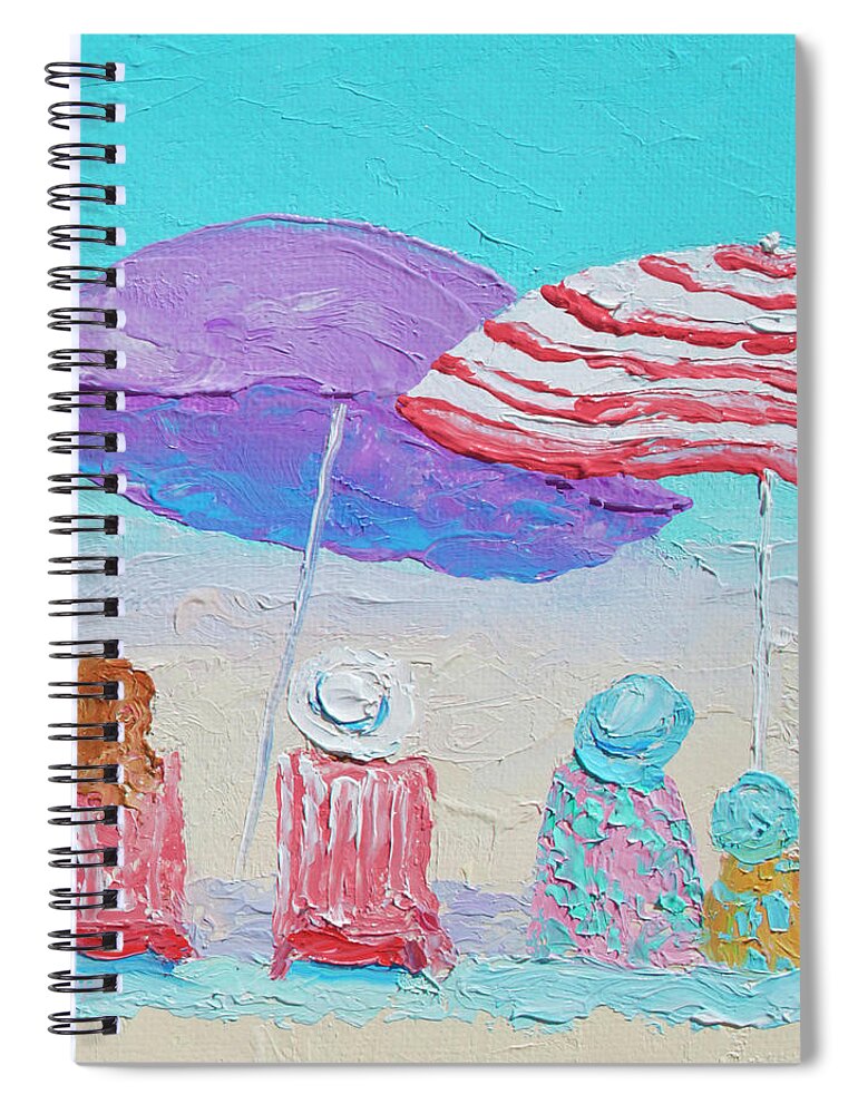 Beach Spiral Notebook featuring the painting Family Sunday at the beach by Jan Matson