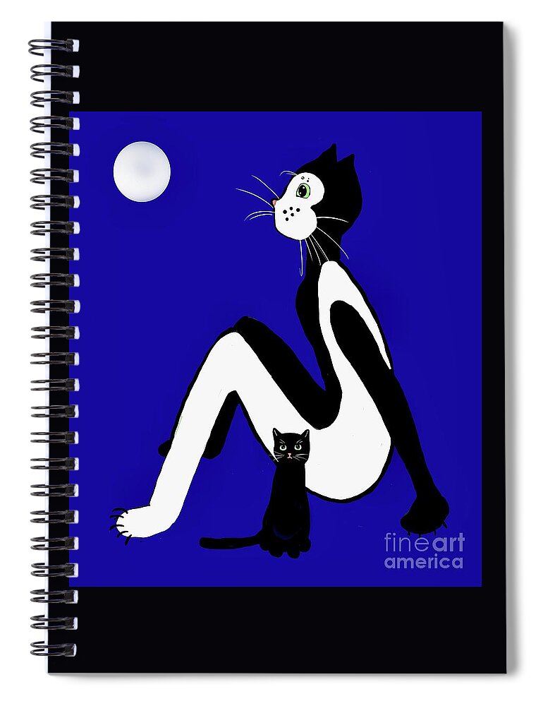 Cat Woman Spiral Notebook featuring the digital art Fancy dress time by Elaine Hayward