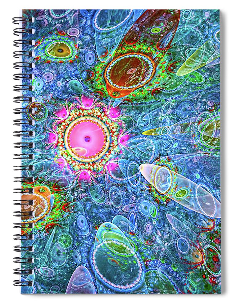 Abstract Art Spiral Notebook featuring the digital art Fantasy Around Pink by Olga Hamilton