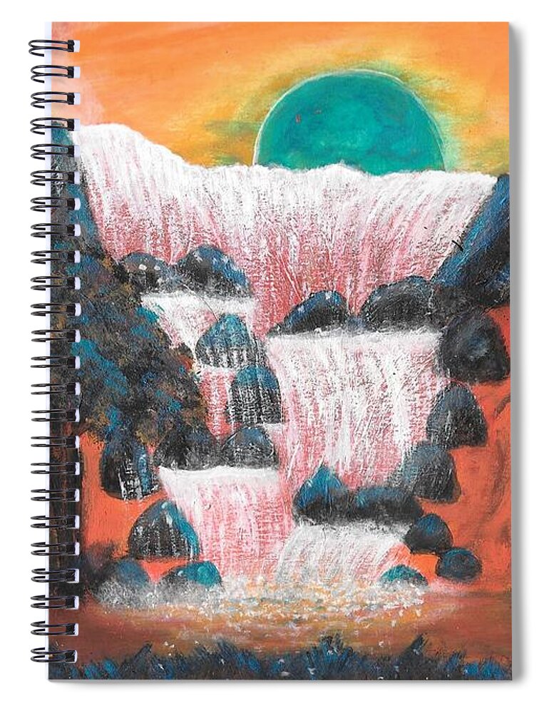 Waterfalls Spiral Notebook featuring the painting Fantasy Falls by Esoteric Gardens KN