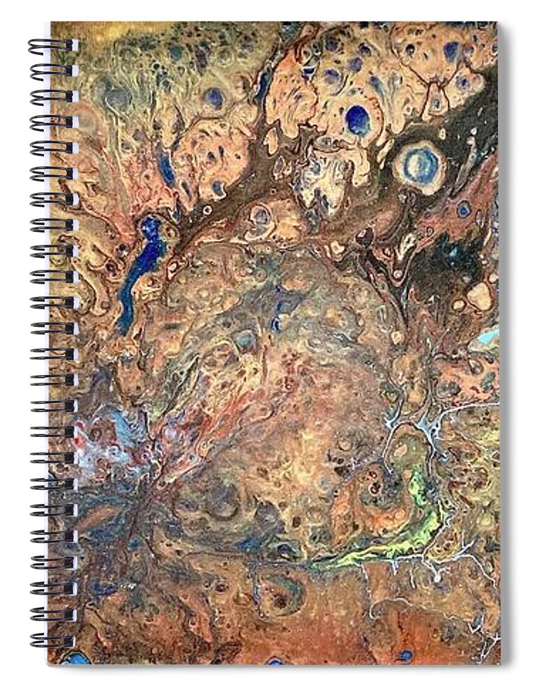 Fantasy Landscape Of Cosmic Event Spiral Notebook featuring the painting Fantasy In Gold by David Euler