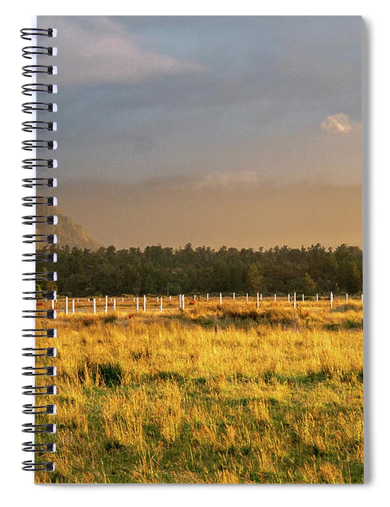 New Zealand Spiral Notebook featuring the photograph #Farm #House on the Beach in #NewZealand by Max Blumenthal