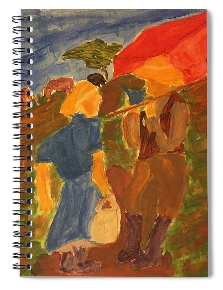 Farmer Spiral Notebook featuring the painting Farmers On The Field by Aisha Isabelle