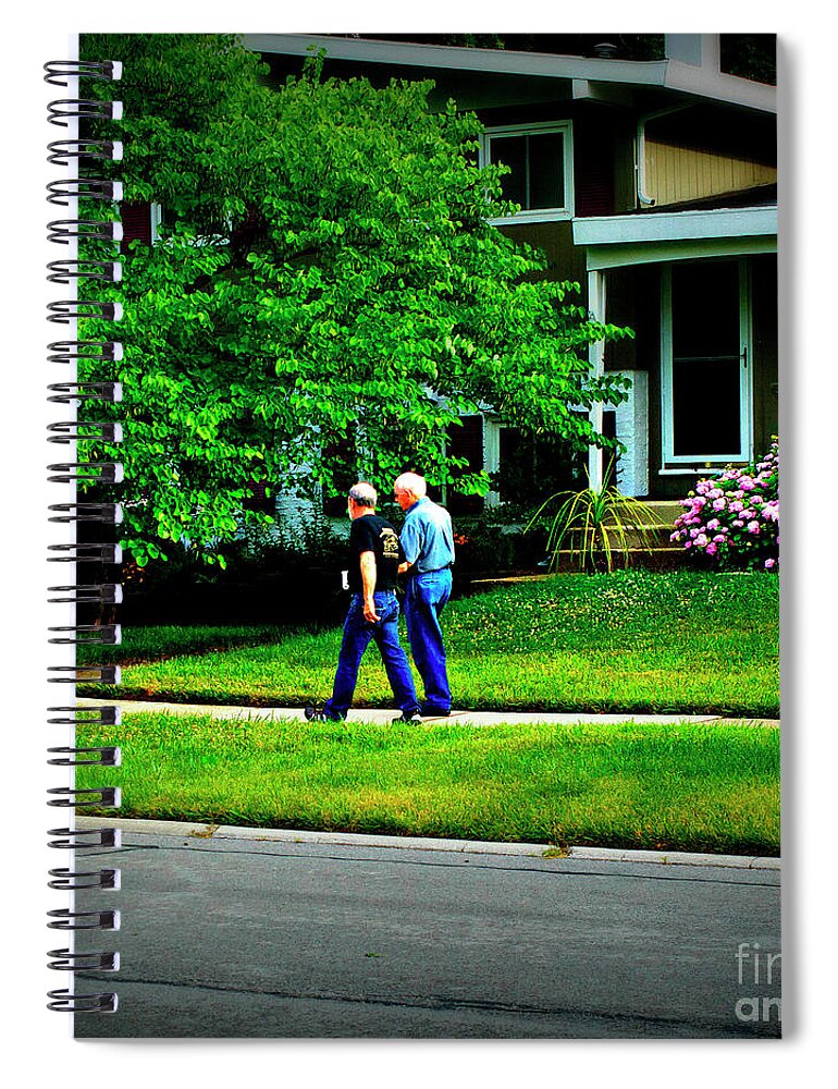 Humans Spiral Notebook featuring the photograph Father and Son Wisdom Walk - Square by Frank J Casella