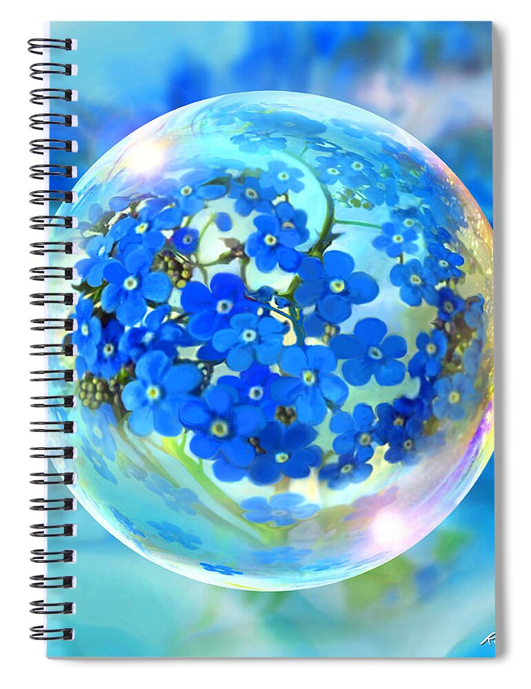 Forget Me Nots Spiral Notebook featuring the digital art Faux Forget Me Nots by Robin Moline