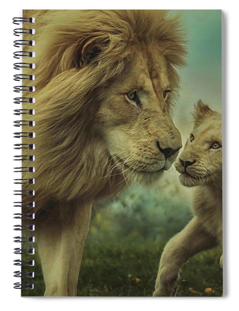 Lion Spiral Notebook featuring the photograph Fearless Father by Carrie Ann Grippo-Pike