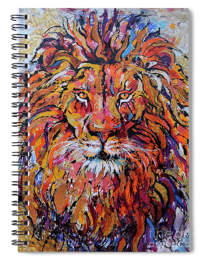  Spiral Notebook featuring the painting Fearless Lion by Jyotika Shroff