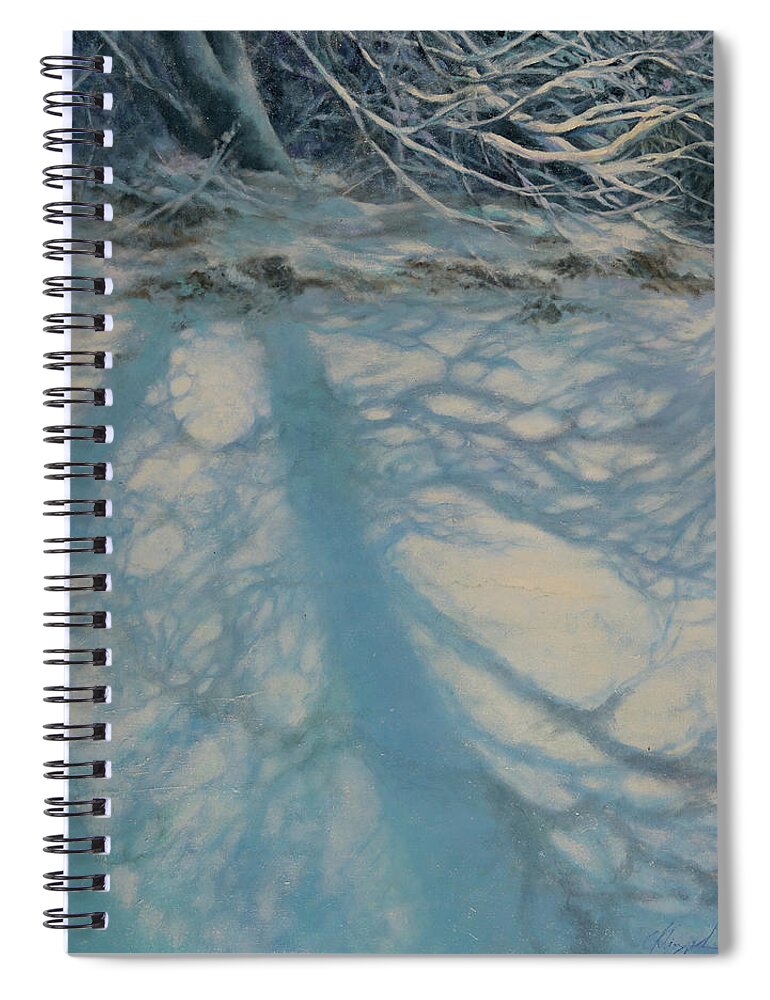 Snow Spiral Notebook featuring the painting February Delight by Carol Klingel