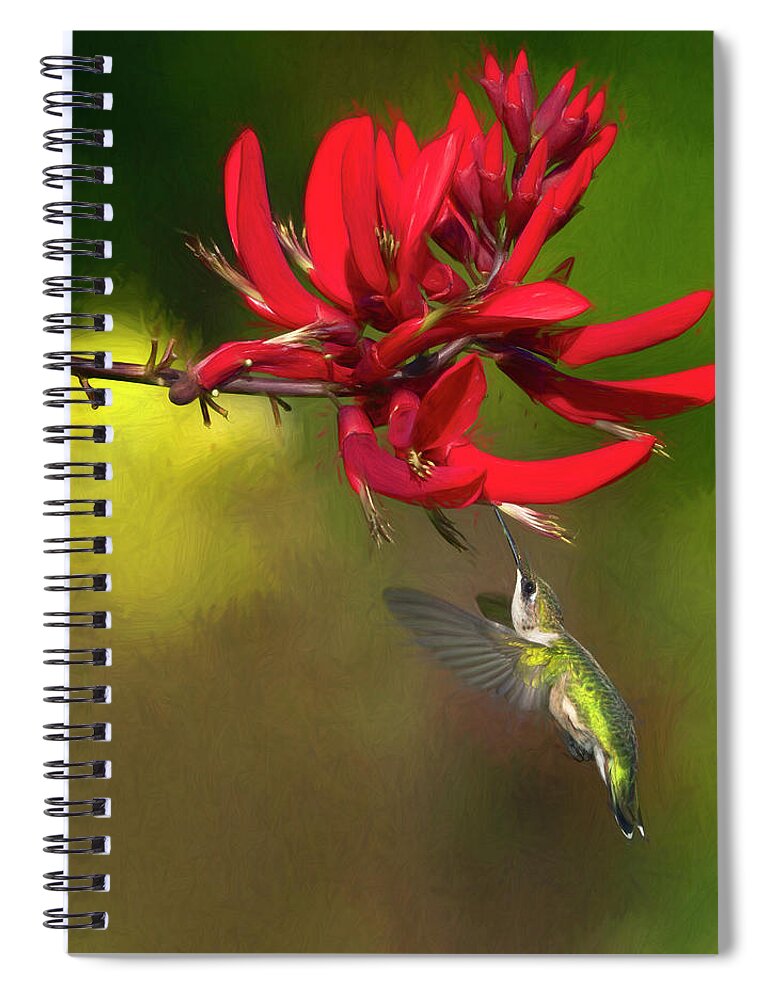 Coral Bean Spiral Notebook featuring the photograph Feeding Below by Art Cole