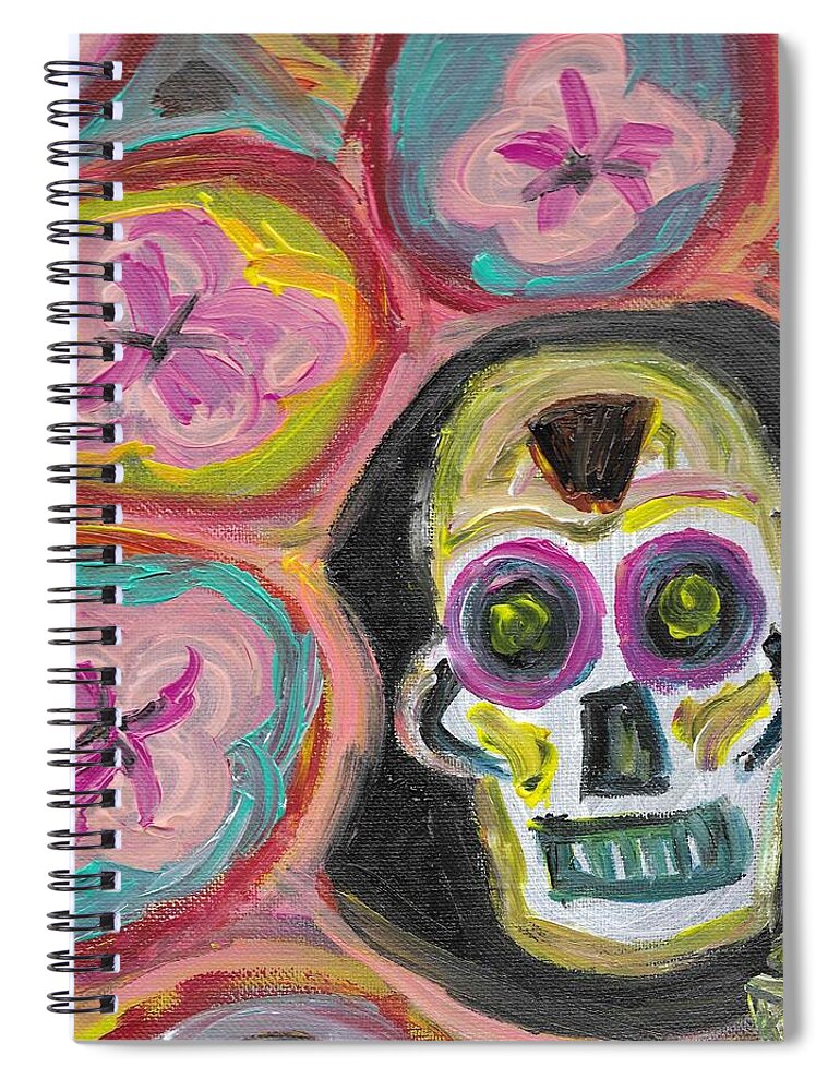 Feliz Dia De Los Muertos Spiral Notebook featuring the painting Feliz Dia de los Muertos - A Tribute by Andrew Blitman