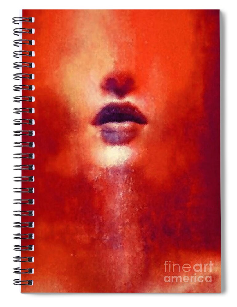 Lips Spiral Notebook featuring the painting Female lips art 03 by Gull G